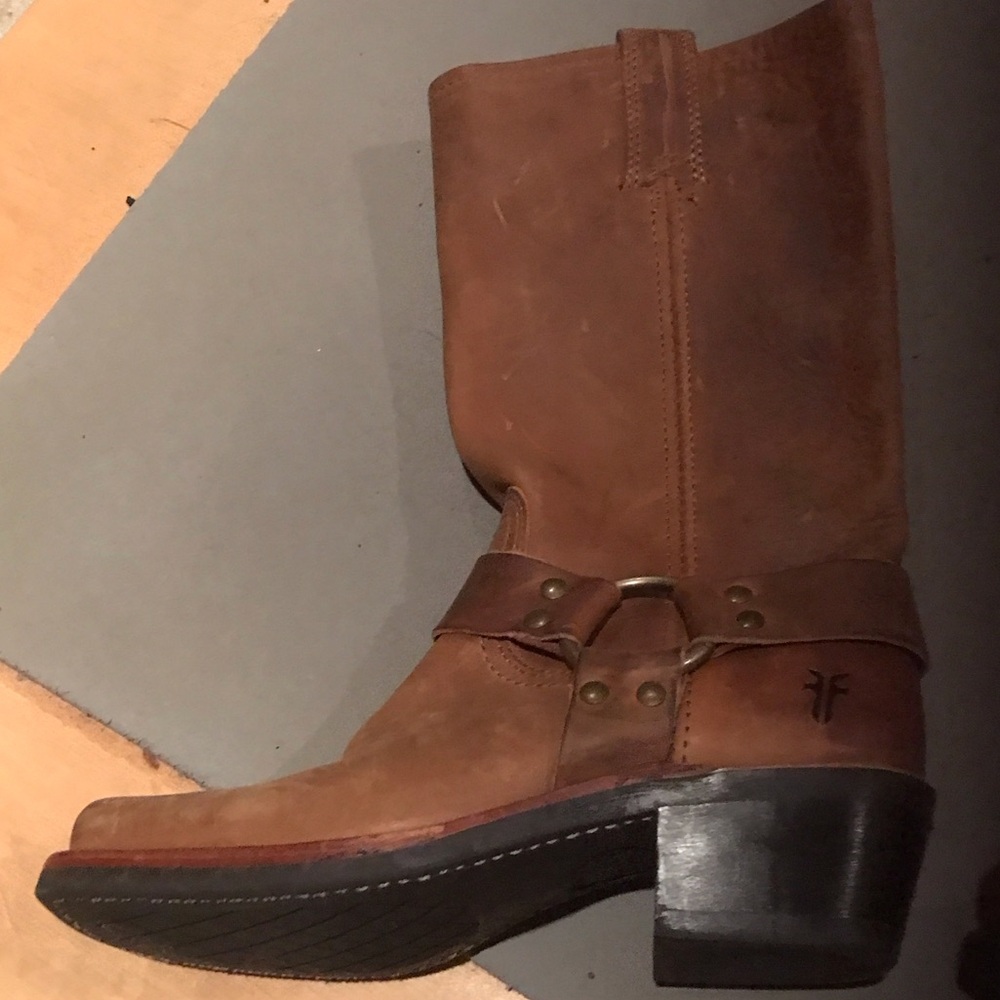 Frye Brown Leather Harness Ankle Booties - Picture 7 of 12